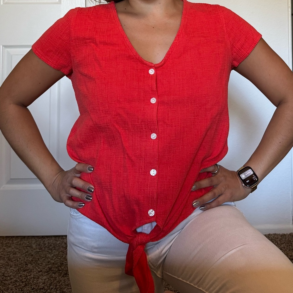 J. Crew Vibrant Red Button-Down Shirt
